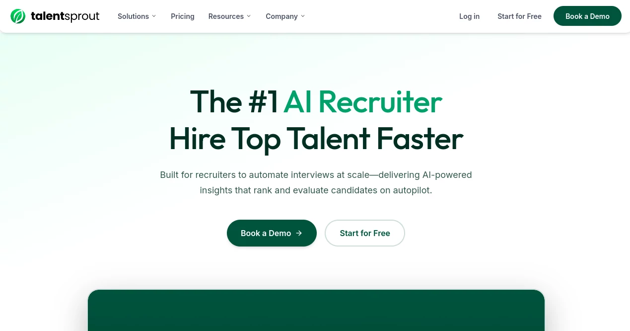 Screenshot of Talentsprout – An AI tool in the ,AI Interview Assistant ,AI Recruiting ,AI Resume Builder ,AI Cover Letter Generator  category, showcasing its interface and key features.