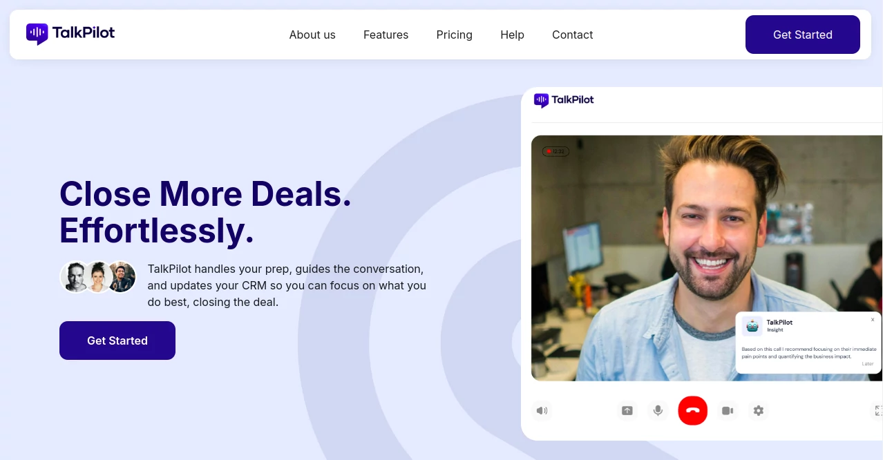 Screenshot of TalkPilot – An AI tool in the ,AI Sales Assistant  category, showcasing its interface and key features.