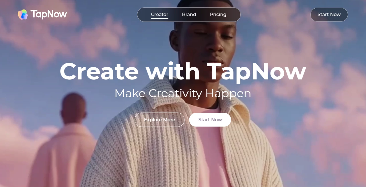 Screenshot of TapNow – An AI tool in the ,AI Image to Video ,AI Text to Video ,AI Video Generator ,AI Advertising Assistant  category, showcasing its interface and key features.