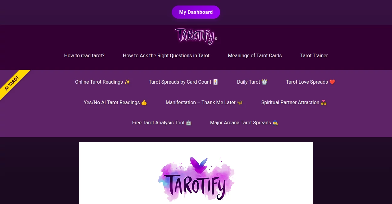 Screenshot of AI Tarot – An AI tool in the ,Other  category, showcasing its interface and key features.