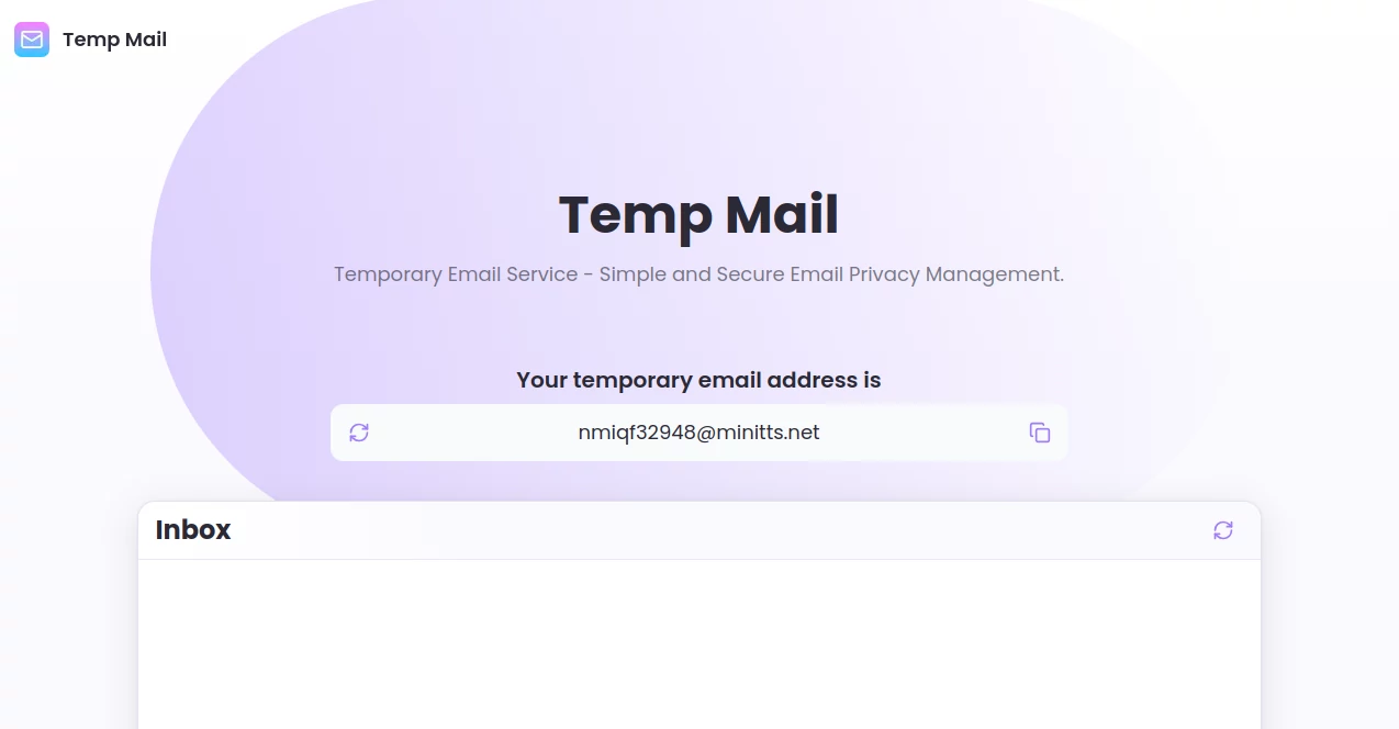 Screenshot of Temp Mail – An AI tool in the ,AI Life Assistant ,AI Tools Directory ,Other  category, showcasing its interface and key features.