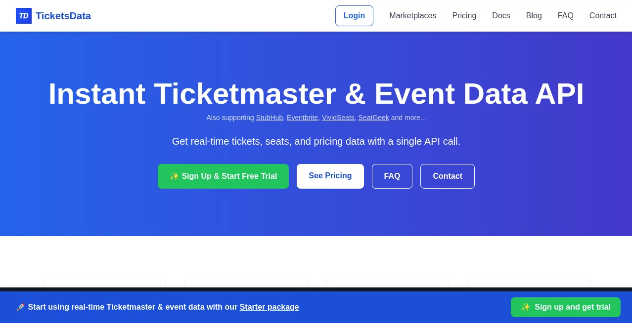 Screenshot of TicketsData – An AI tool in the ,AI Research Tool ,AI Analytics Assistant  category, showcasing its interface and key features.