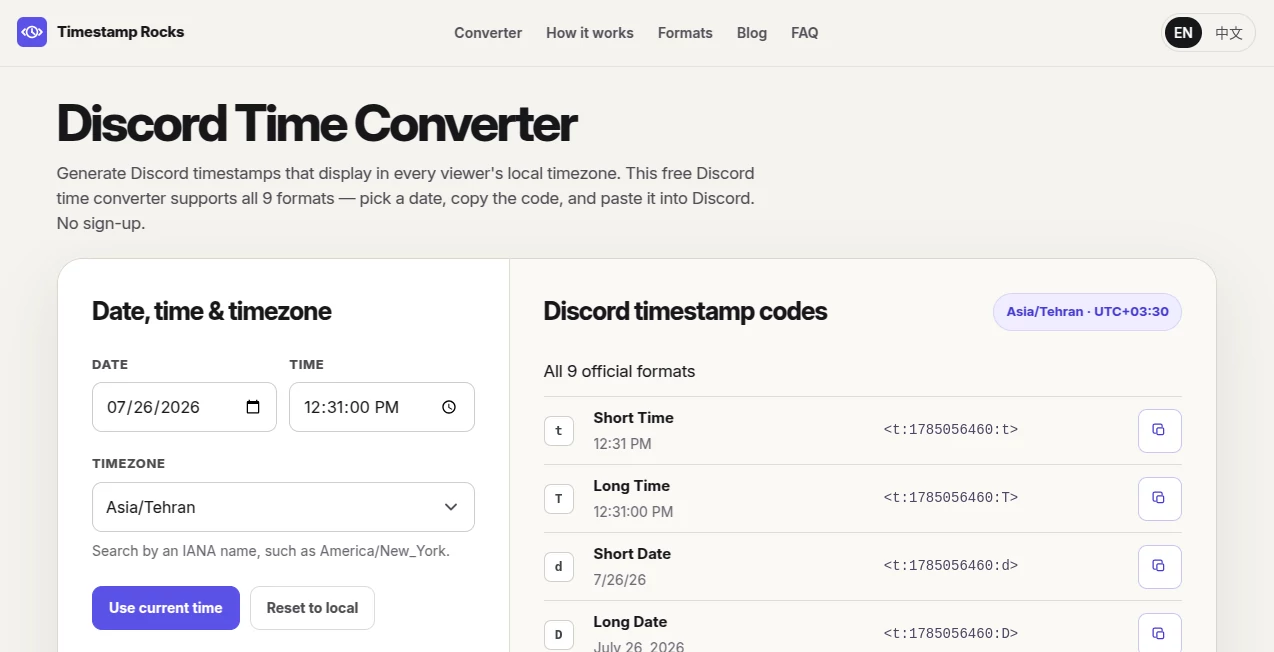 Screenshot of Timestamp Rocks – An AI tool in the ,AI API Design ,AI Developer Docs ,AI Developer Tools ,AI Monitor & Report Builder  category, showcasing its interface and key features.