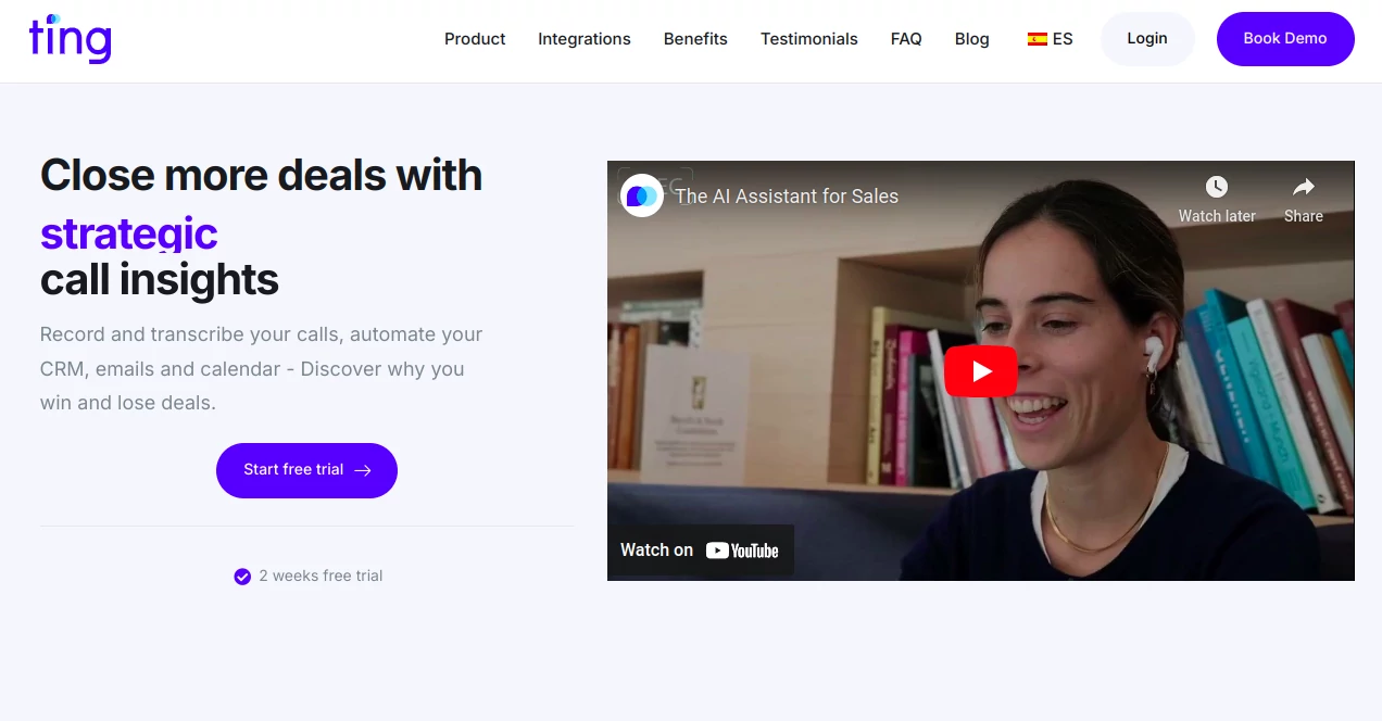 Screenshot of Ting AI – An AI tool in the ,AI Sales Assistant ,AI Analytics Assistant ,AI CRM Assistant ,AI Meeting Assistant  category, showcasing its interface and key features.