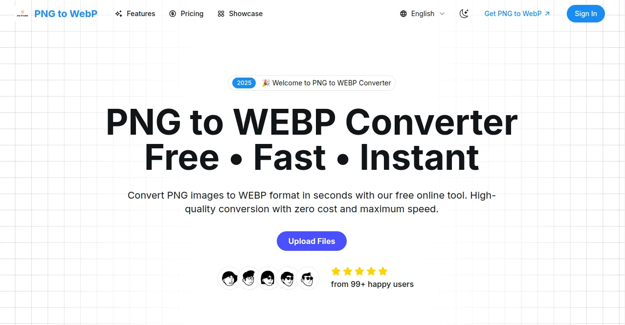 Screenshot of Free PNG to WebP Converter – An AI tool in the ,Photo & Image Editor  category, showcasing its interface and key features.