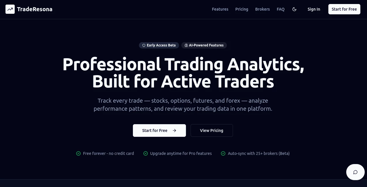 Screenshot of TradeResona – An AI tool in the ,AI Research Tool ,AI Trading Bot Assistant ,AI Investing Assistant ,AI Analytics Assistant  category, showcasing its interface and key features.