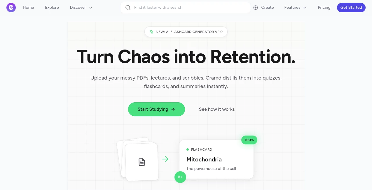 Screenshot of Cramd – An AI tool in the ,AI Homework Helper ,AI Knowledge Base ,AI Quizzes ,AI Education Assistant  category, showcasing its interface and key features.
