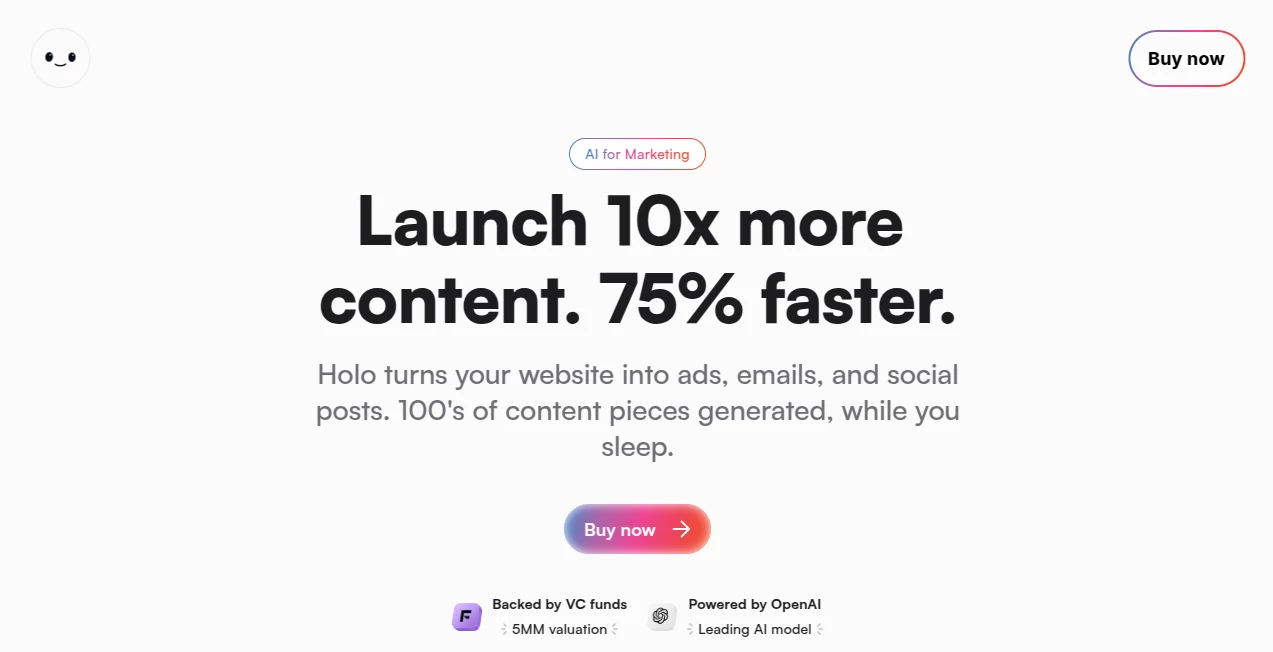 Screenshot of Holo AI – An AI tool in the ,AI Content Generator ,AI Social Media Assistant ,AI Ad Generator ,AI Marketing Plan Generator  category, showcasing its interface and key features.