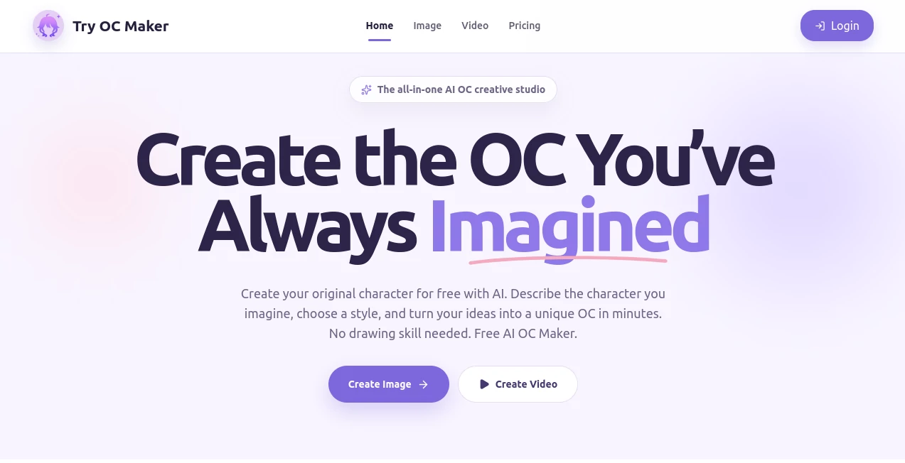 Screenshot of Try OC Maker – An AI tool in the ,AI Image to Video ,AI Illustration Generator ,AI Avatar Generator ,AI Anime & Cartoon Generator  category, showcasing its interface and key features.