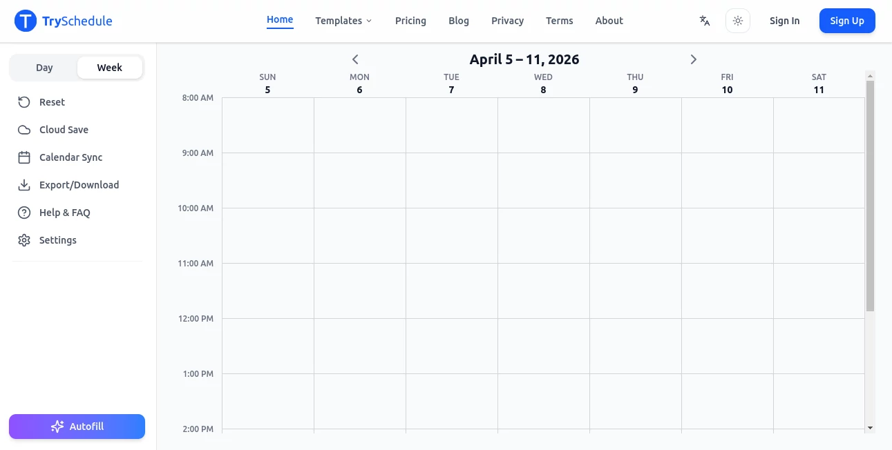 Screenshot of TrySchedule – An AI tool in the ,AI Productivity Tools ,AI Meeting Assistant ,AI Workflow Management ,AI Scheduling  category, showcasing its interface and key features.