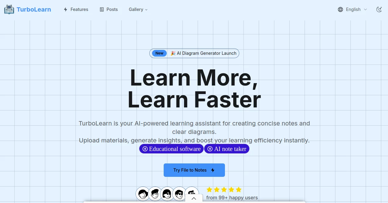 Screenshot of TurboLearn – An AI tool in the ,AI Knowledge Management ,AI Education Assistant ,AI Notes Assistant ,AI Diagram Generator  category, showcasing its interface and key features.