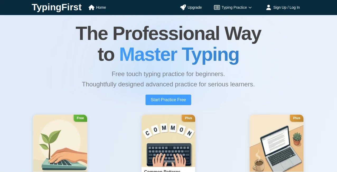 Screenshot of TypingFirst – An AI tool in the ,AI Productivity Tools  category, showcasing its interface and key features.