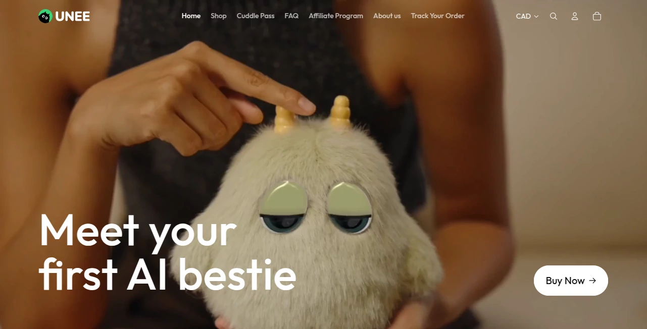 Screenshot of UNEE – An AI tool in the ,AI Voice Assistants ,AI Chatbot ,AI Life Assistant ,AI Mental Health  category, showcasing its interface and key features.