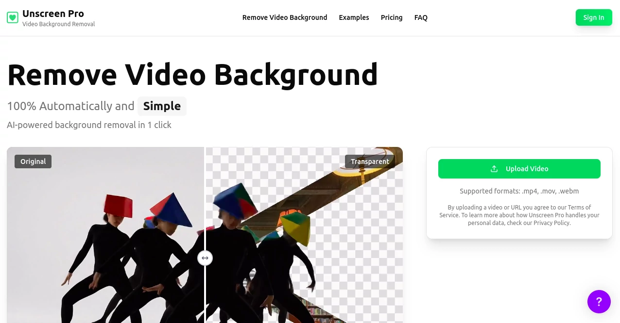 Screenshot of Unscreen Pro – An AI tool in the ,Photo & Image Editor ,AI Background Remover ,AI Video Editor ,AI Video Generator  category, showcasing its interface and key features.