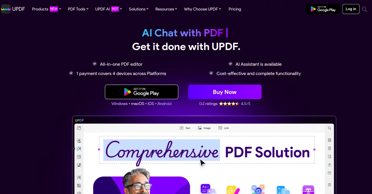 Screenshot of UPDF AI – An AI tool in the ,AI Content Generator ,AI Translate ,AI Mind Mapping ,AI Files Assistant ,AI Documents Assistant ,AI Document Extraction ,AI Notes Assistant ,AI Productivity Tools ,AI PDF ,AI Education Assistant ,AI Knowledge Management ,AI Knowledge Base ,AI Homework Helper ,AI Recipe Assistant ,AI Cooking Assistant ,AI Chatbot ,AI Response Generator ,AI Email Assistant ,AI Reply Assistant ,AI Analytics Assistant ,AI Advertising Assistant ,AI Domain Name Generator ,AI Sales Assistant ,AI Consulting Assistant ,AI Business Ideas Generator ,AI Research Tool ,AI Accounting Assistant ,AI Code Assistant ,AI Email Writer ,AI Writing Assistants ,AI Paraphraser ,AI Copywriting ,AI Blog Writer ,AI Grammar Checker  category, showcasing its interface and key features.