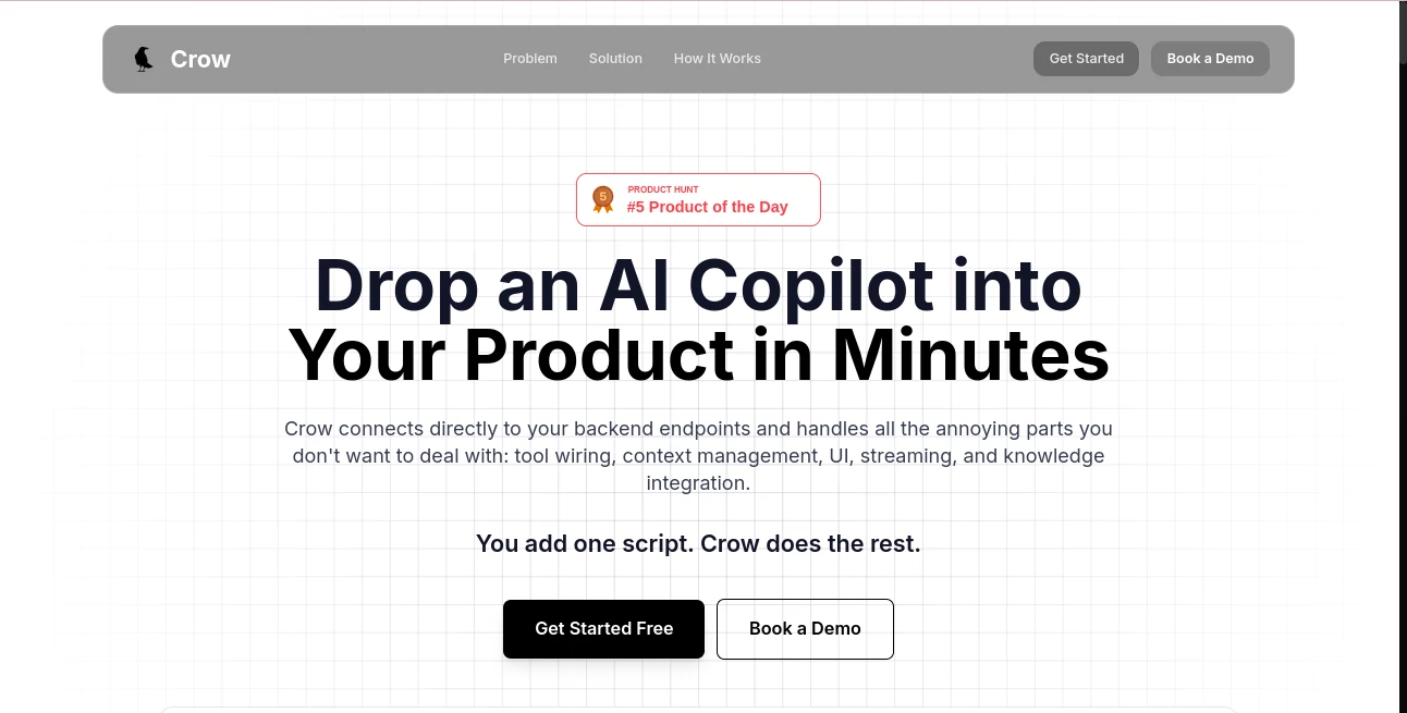 Screenshot of Crow – An AI tool in the ,AI Developer Tools ,AI App Builder ,AI Chatbot ,AI Workflow Management  category, showcasing its interface and key features.