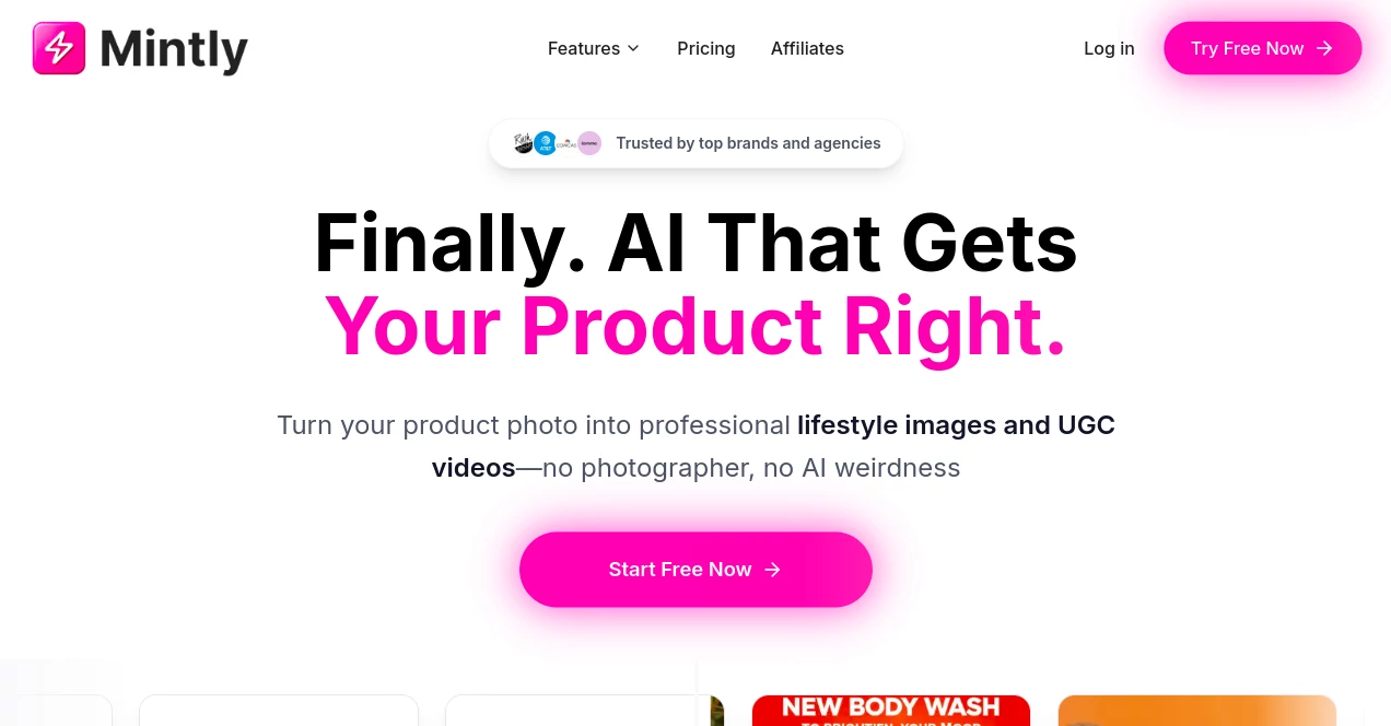 Screenshot of Mintly – An AI tool in the ,AI Product Description Generator ,AI Video Generator ,AI E-commerce Assistant ,AI Ad Generator  category, showcasing its interface and key features.