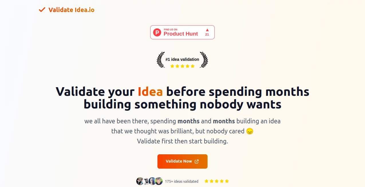Screenshot of Validate Idea.io – An AI tool in the ,AI Research Tool ,AI Business Ideas Generator ,AI Consulting Assistant ,AI Marketing Plan Generator  category, showcasing its interface and key features.