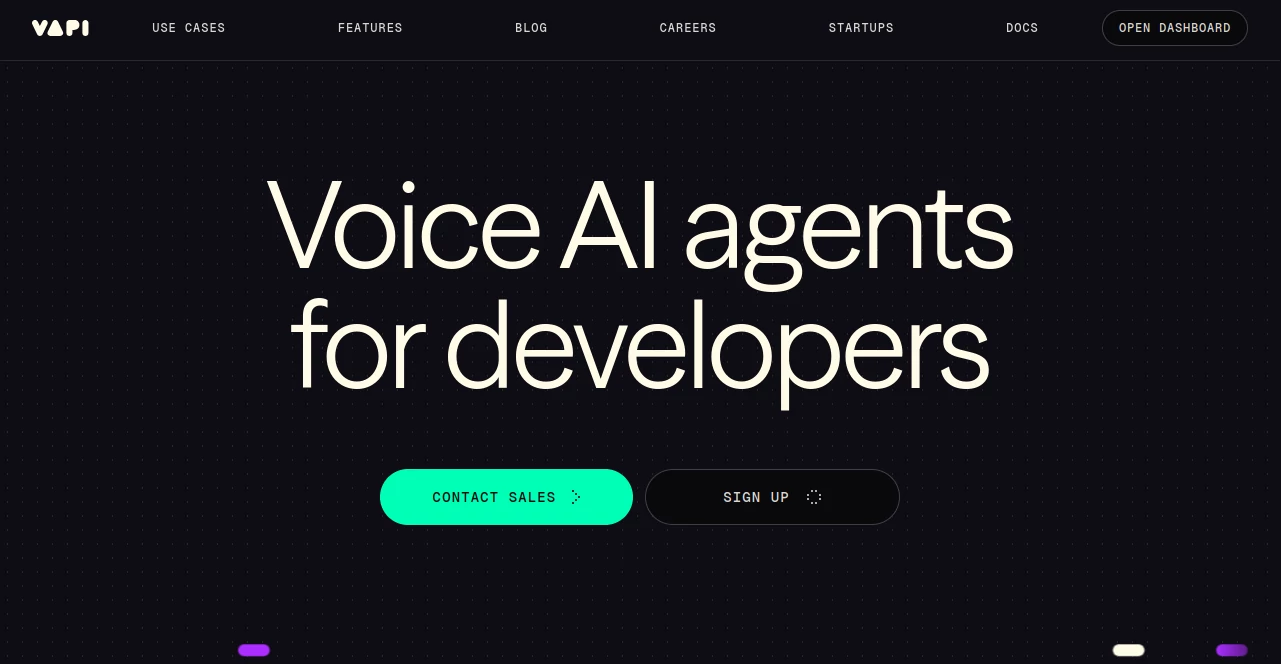 Screenshot of Vapi – An AI tool in the ,AI Customer Service Assistant ,AI Chatbot ,AI Voice Assistants  category, showcasing its interface and key features.