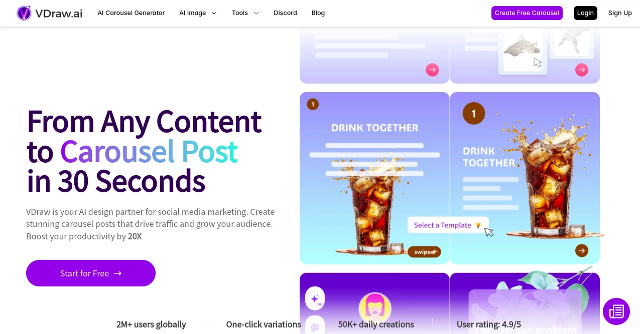 Screenshot of VDraw – An AI tool in the ,AI Content Generator ,AI Social Media Assistant ,AI Design Generator ,AI Presentation Generator  category, showcasing its interface and key features.