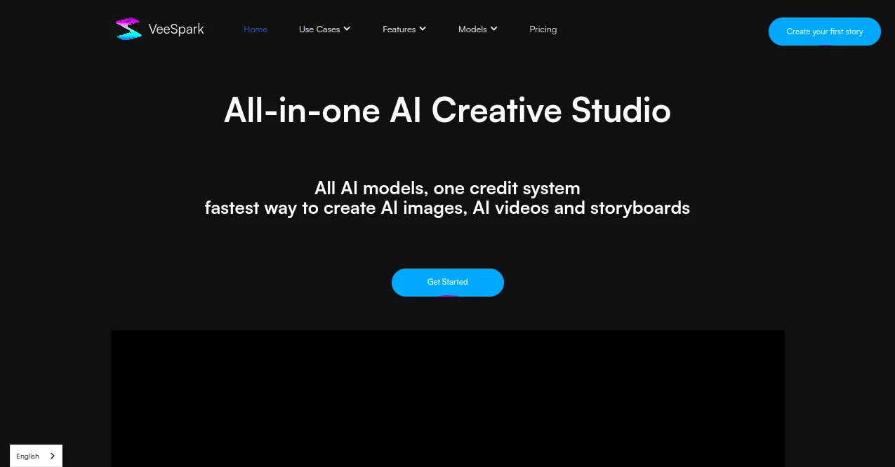 Screenshot of VeeSpark – An AI tool in the ,AI Photo & Image Generator ,AI Video Generator ,AI Art Generator ,AI Design Generator  category, showcasing its interface and key features.