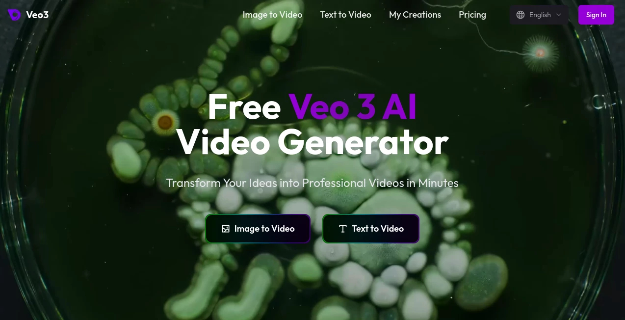 Screenshot of Veo 3 AI – An AI tool in the ,AI Image to Video ,AI Video Editor ,AI Text to Video ,AI Video Generator  category, showcasing its interface and key features.