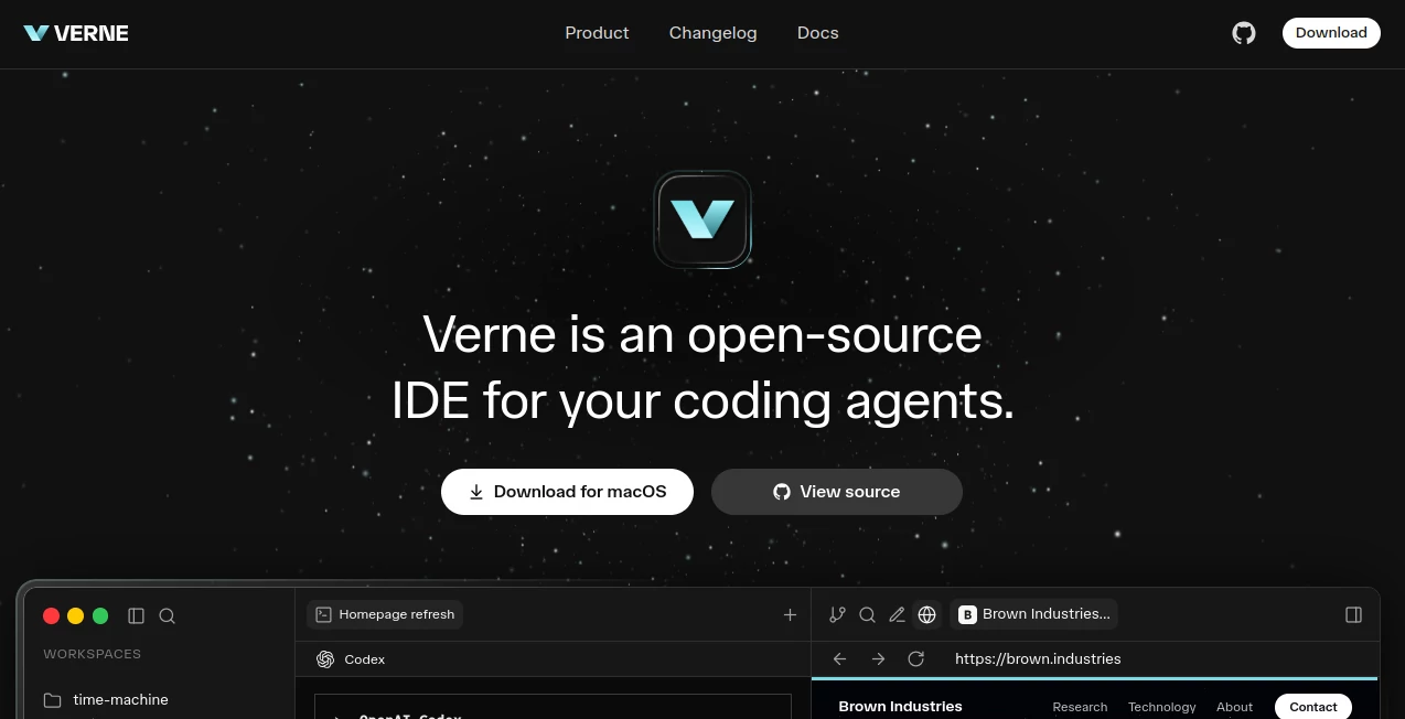 Screenshot of Verne – An AI tool in the ,AI No-Code & Low-Code ,AI Code Assistant ,AI Developer Tools ,AI App Builder  category, showcasing its interface and key features.