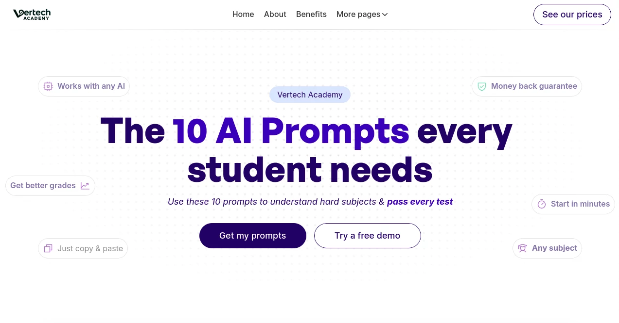 Screenshot of Vertech Academy – An AI tool in the ,AI Course ,AI Knowledge Management ,AI Quizzes ,AI Education Assistant  category, showcasing its interface and key features.