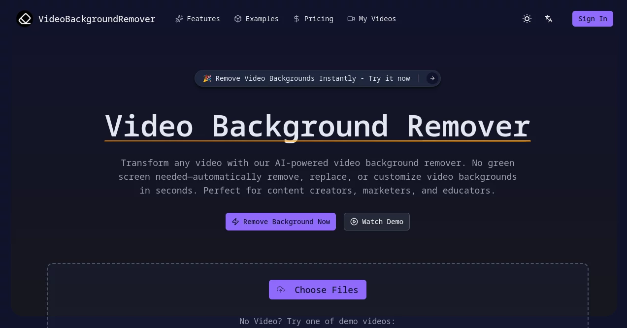 Screenshot of Video Background Remover – An AI tool in the ,Photo & Image Editor ,AI Background Remover ,AI Video Editor ,AI Video Generator  category, showcasing its interface and key features.