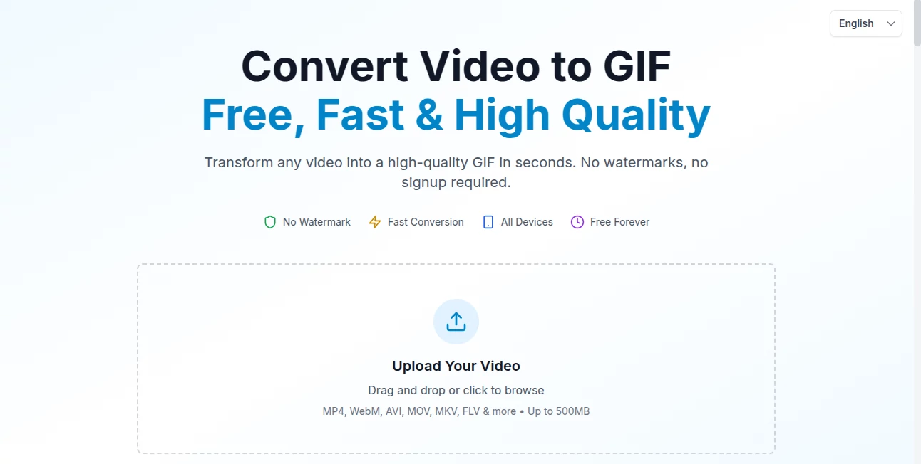 Screenshot of Video to GIF Converter – An AI tool in the ,AI Fun Tools ,AI Image to Video ,AI Video Generator ,AI Video Editor  category, showcasing its interface and key features.
