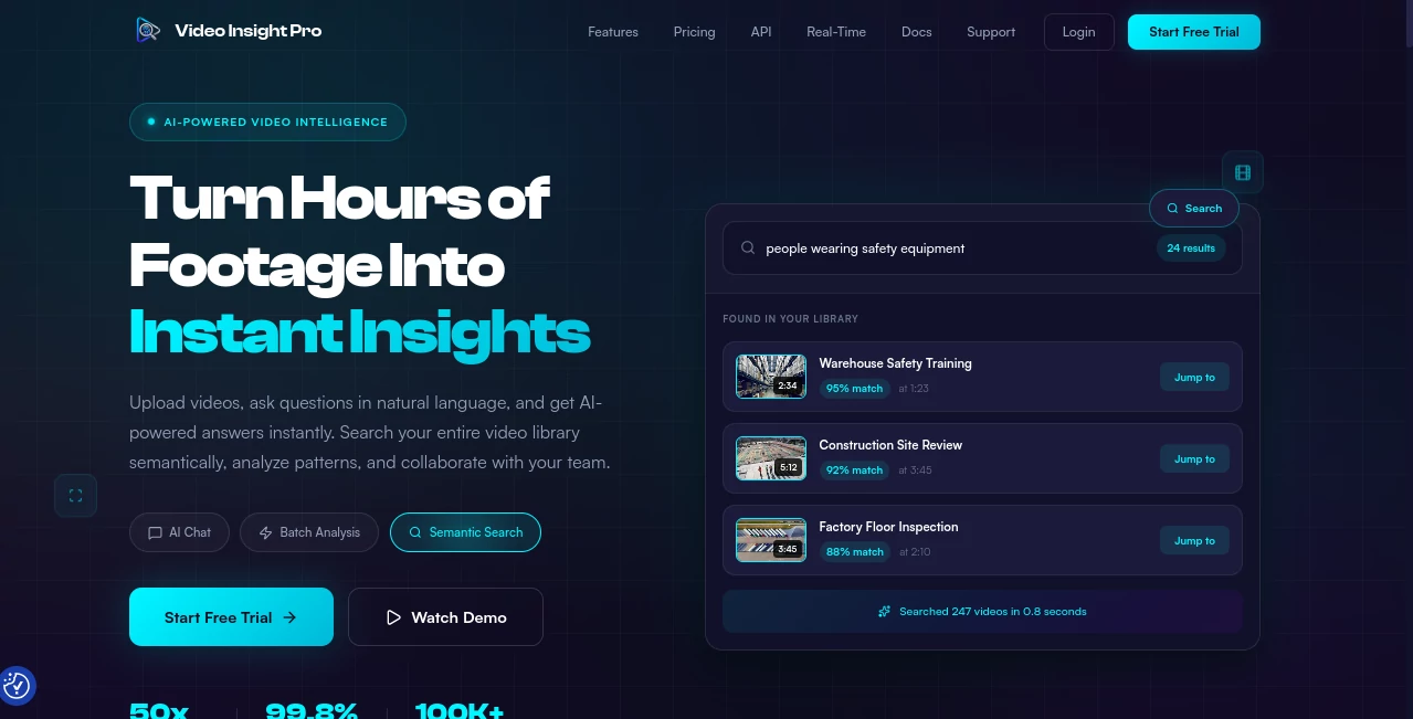 Screenshot of Video Insight Pro – An AI tool in the ,AI Video Editor ,AI Video Enhancer ,AI Video Search ,AI Video to Video  category, showcasing its interface and key features.