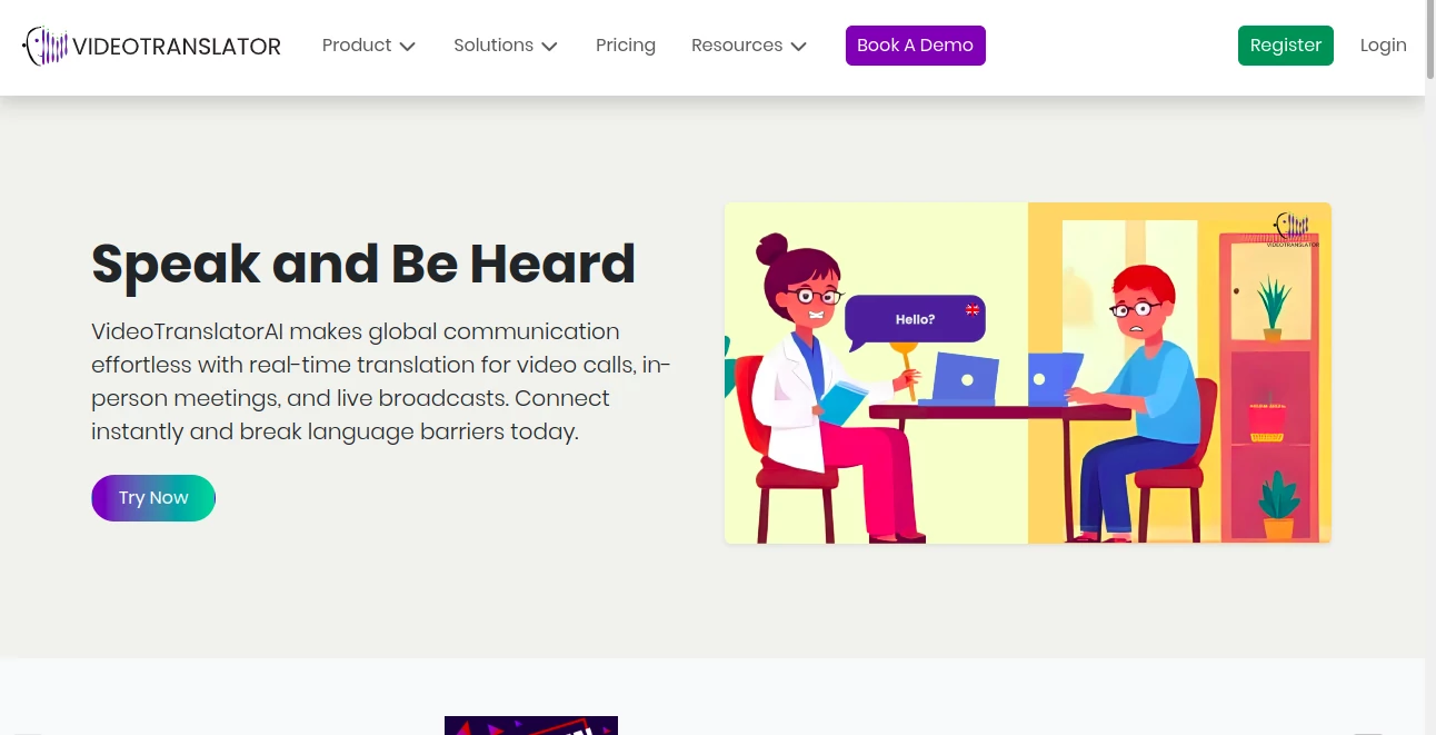 Screenshot of VideoTranslatorAI – An AI tool in the ,AI Translate ,AI Video Editor ,AI Speech to Text ,AI Speech Synthesis  category, showcasing its interface and key features.