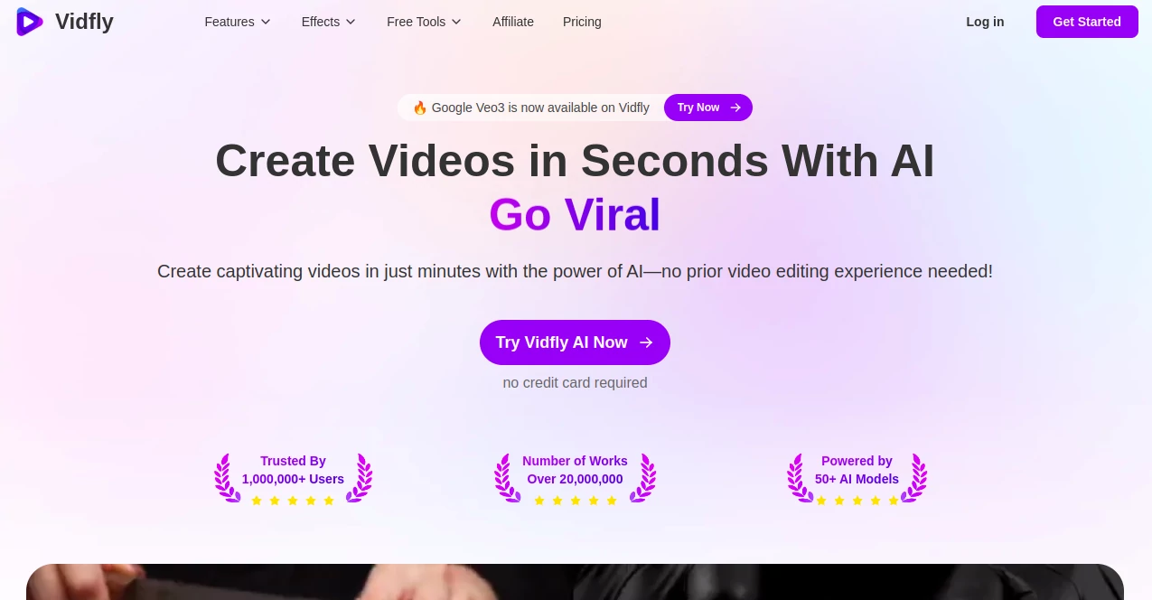 Screenshot of Vidfly AI – An AI tool in the ,AI Video Editor ,AI Video Generator  category, showcasing its interface and key features.