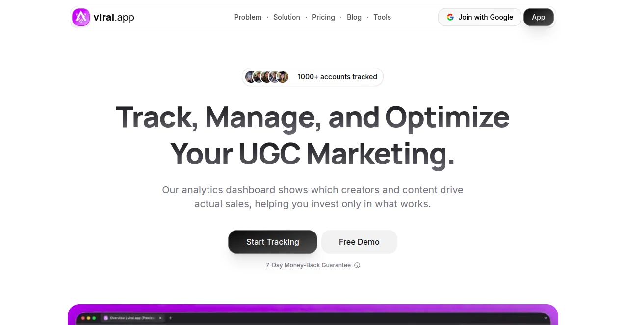 Screenshot of viral.app – An AI tool in the ,AI Analytics Assistant ,AI Social Media Assistant ,AI Marketing Plan Generator ,AI Lead Generation  category, showcasing its interface and key features.