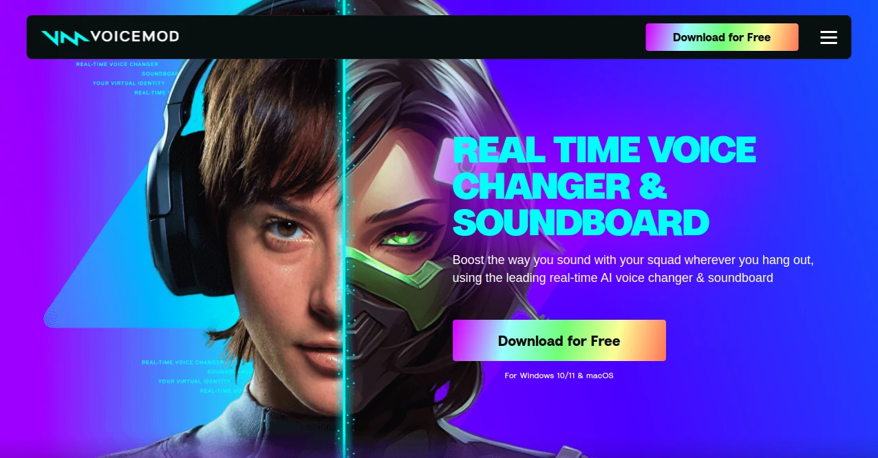 Screenshot of Voicemod – An AI tool in the ,AI Voice Changer  category, showcasing its interface and key features.