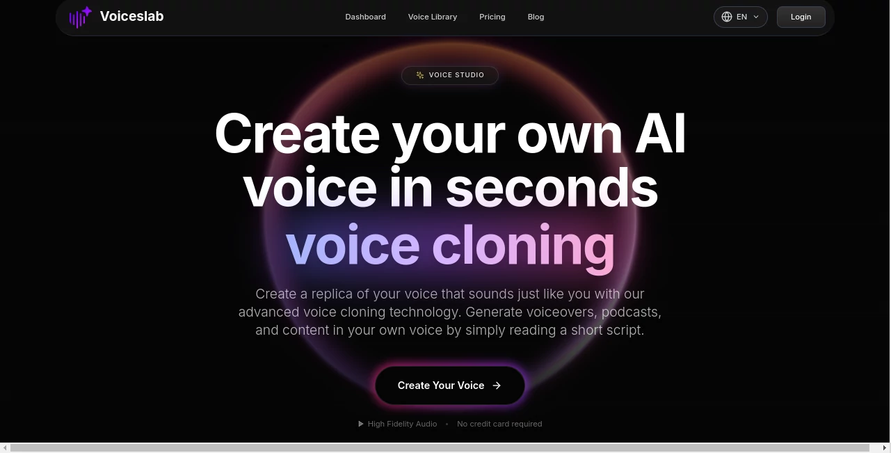 Screenshot of Voiceslab – An AI tool in the ,AI Text to Speech ,AI Voice Cloning ,AI Speech Synthesis ,AI Voice Assistants  category, showcasing its interface and key features.