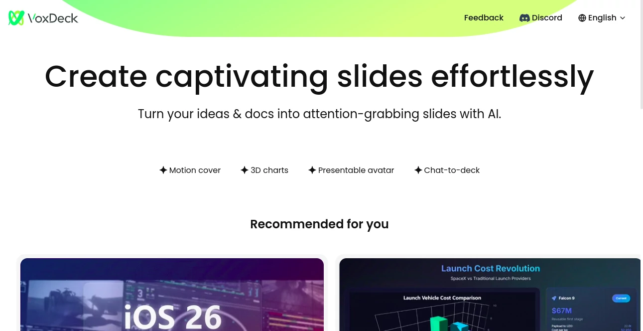 Screenshot of VoxDeck AI – An AI tool in the ,AI Education Assistant  category, showcasing its interface and key features.