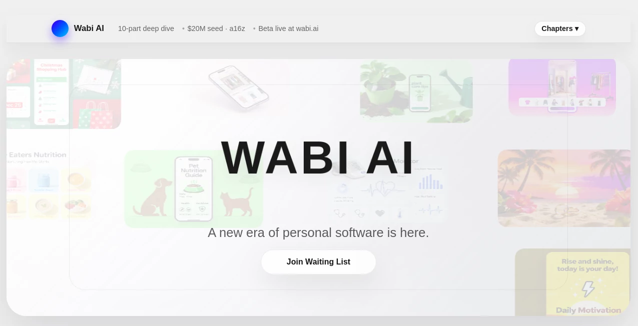 Screenshot of Wabi AI – An AI tool in the ,AI No-Code & Low-Code ,AI Developer Tools ,AI App Builder ,Other  category, showcasing its interface and key features.