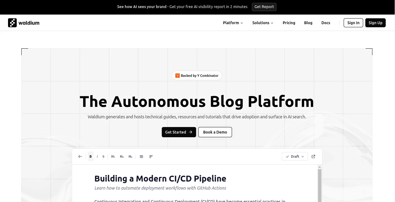 Screenshot of Waldium – An AI tool in the ,AI Writing Assistants ,AI Content Generator ,AI Research Tool ,AI SEO Assistant  category, showcasing its interface and key features.