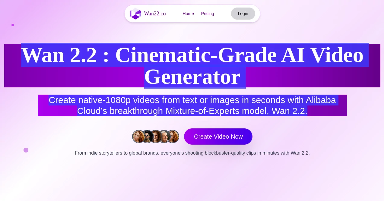 Screenshot of Wan 2.2 – An AI tool in the ,AI Education Assistant ,AI Productivity Tools ,Business  category, showcasing its interface and key features.