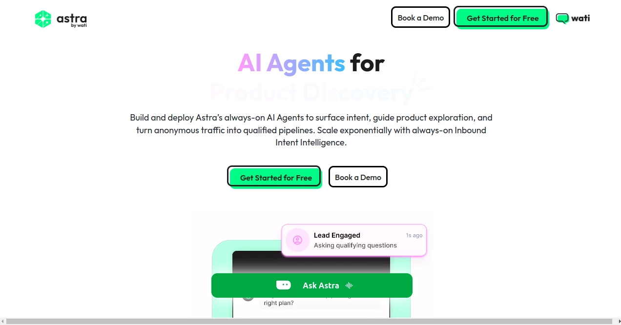 Screenshot of Astra – An AI tool in the ,AI Customer Service Assistant ,AI CRM Assistant ,AI Lead Generation ,AI Chatbot  category, showcasing its interface and key features.