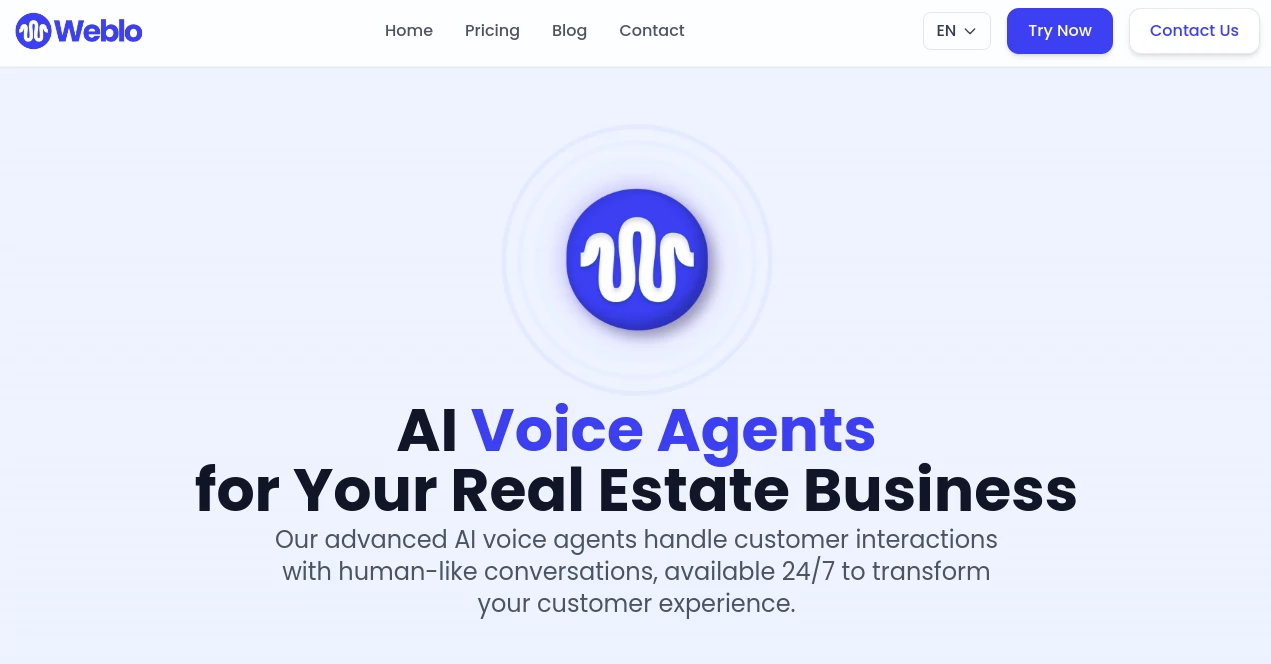 Screenshot of Weblo AI – An AI tool in the ,AI Lead Generation ,AI Scheduling ,AI Customer Service Assistant ,AI Voice Assistants  category, showcasing its interface and key features.