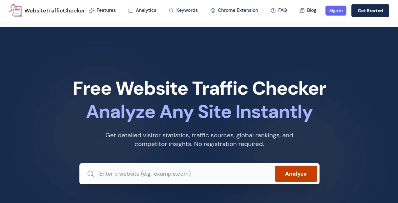 Screenshot of Website Traffic Checker – An AI tool in the ,AI Research Tool ,AI Analytics Assistant  category, showcasing its interface and key features.