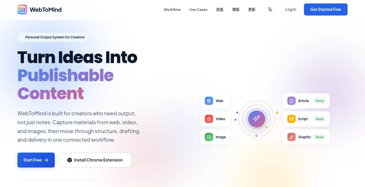 Screenshot of WebToMind – An AI tool in the ,AI Tools Directory  category, showcasing its interface and key features.