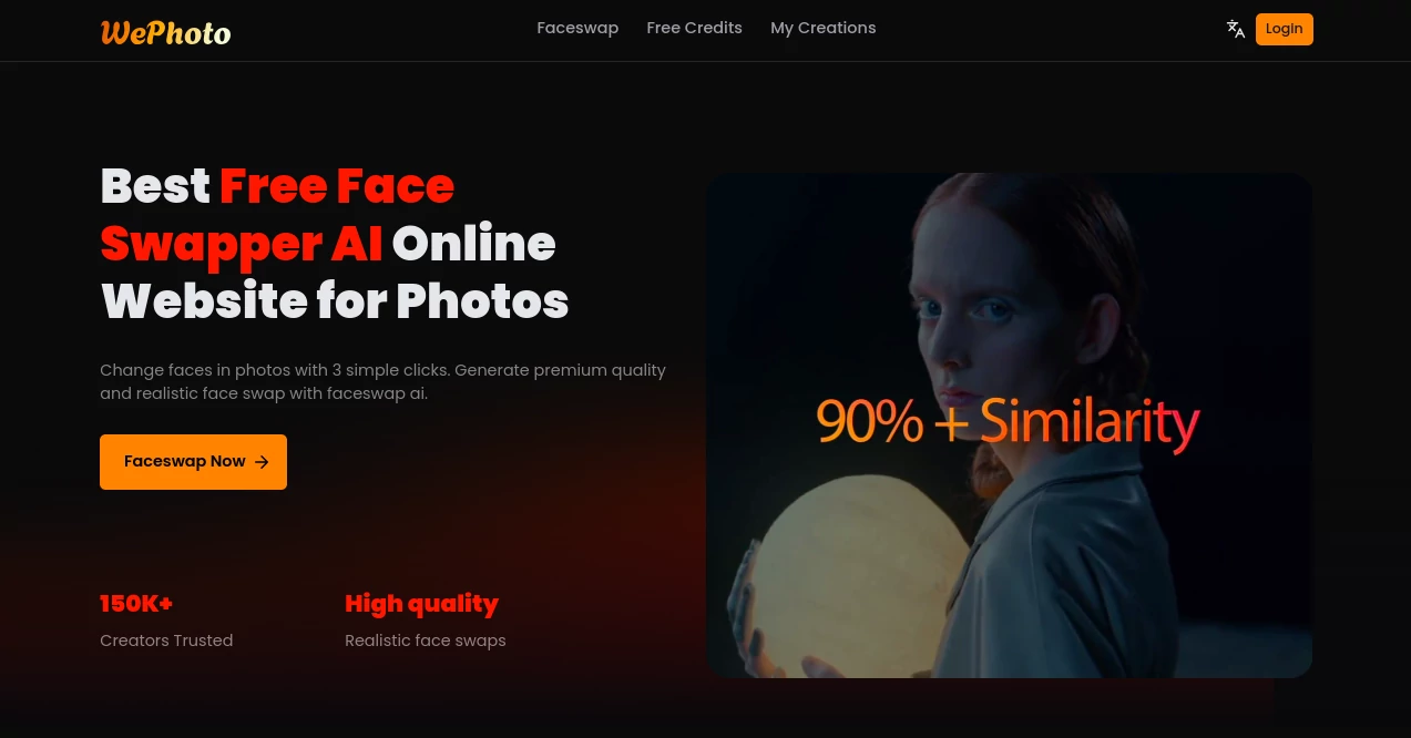 Screenshot of WePhoto – An AI tool in the ,Photo & Image Editor ,AI Photo Enhancer ,AI Image to Image ,AI Face Swap Generator  category, showcasing its interface and key features.