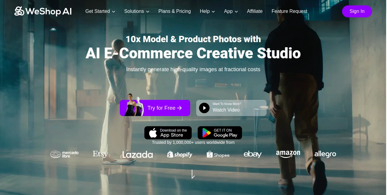 Screenshot of WeShop AI – An AI tool in the ,AI Product Description Generator ,Photo & Image Editor ,AI Image to Video ,AI Video Generator  category, showcasing its interface and key features.