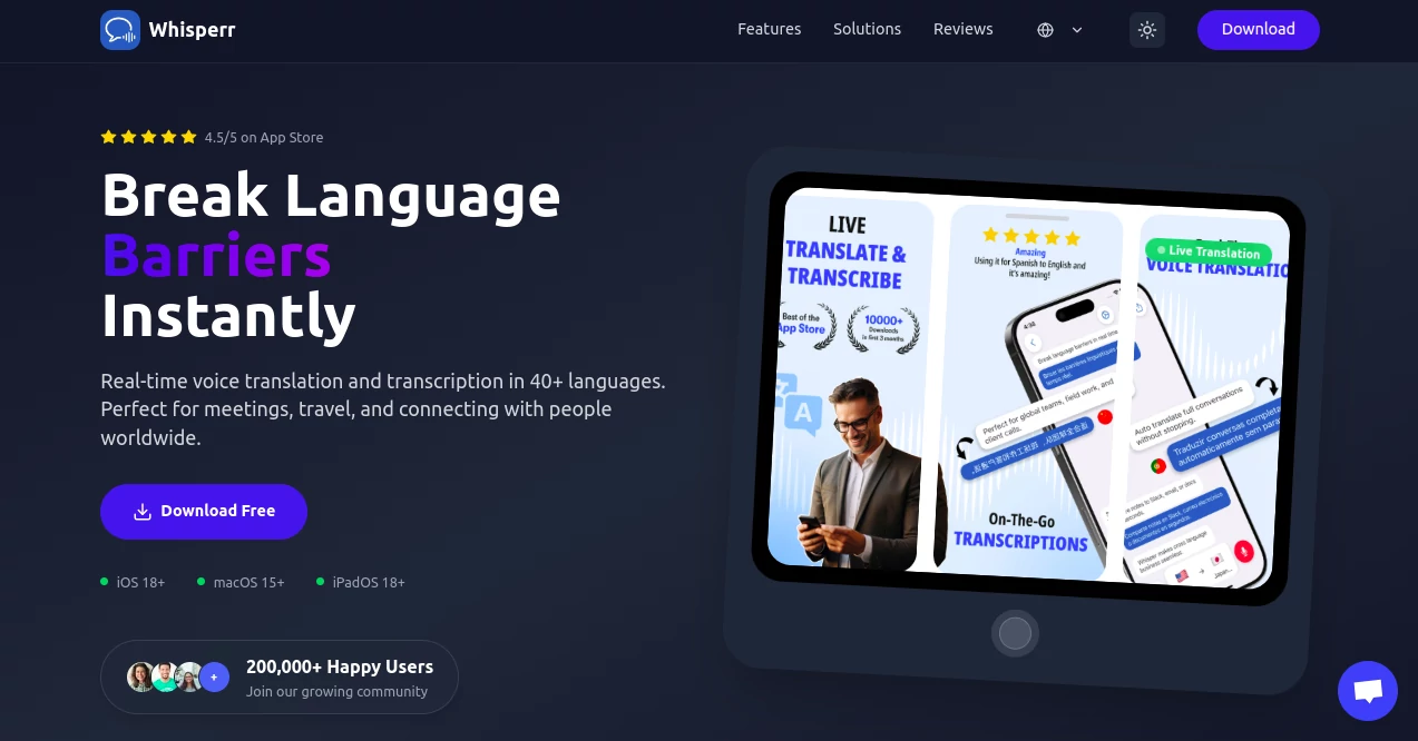 Screenshot of Whisperr – An AI tool in the ,AI Transcription ,AI Speech to Text ,AI Speech Synthesis ,AI Voice Assistants  category, showcasing its interface and key features.