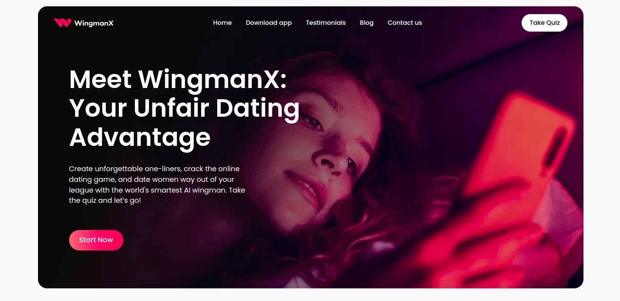 Screenshot of WingmanX – An AI tool in the ,AI Pick-up Lines Generator ,AI Dating Assistant ,AI Bio Generator  category, showcasing its interface and key features.