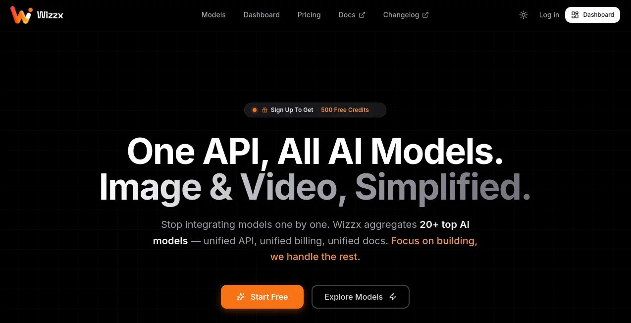 Screenshot of Wizzx – An AI tool in the ,AI Photo & Image Generator ,AI Video Generator ,AI API Design ,AI Developer Tools  category, showcasing its interface and key features.