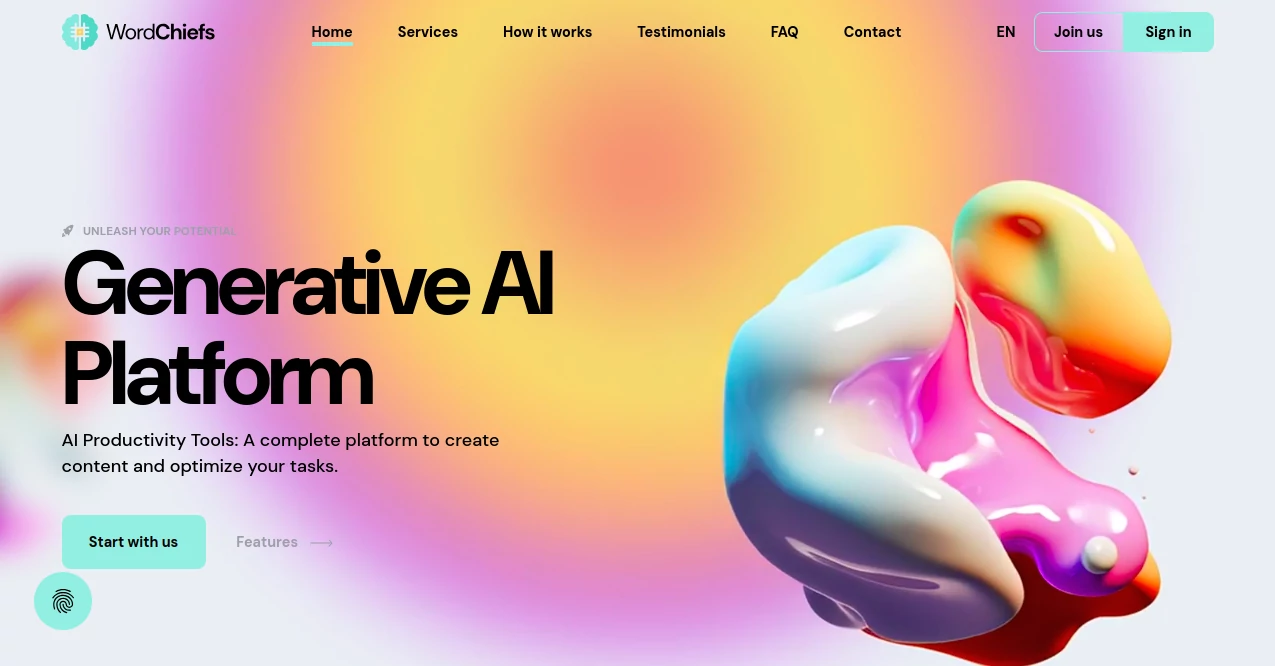 Screenshot of wordchiefs – An AI tool in the ,AI Content Generator ,AI Photo & Image Generator ,AI Code Generator ,AI Chatbot  category, showcasing its interface and key features.